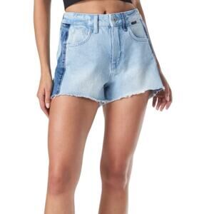 Mavi High Rise Two-Tone Denim Raw Hem Shorts “Rosie”  NEW Size 26